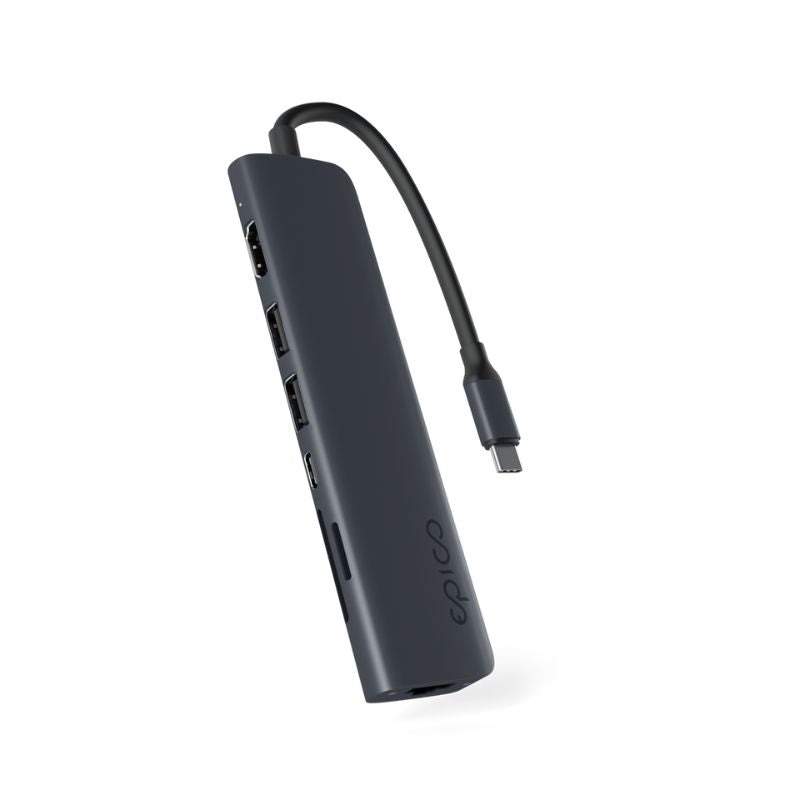 Hub Epico 7in1 Multimedia Hub 8K s USB-C konektorem - temně inkoustový