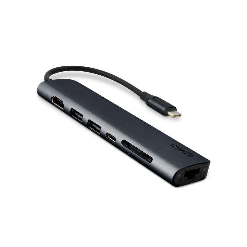 Hub Epico 7in1 Multimedia Hub 8K s USB-C konektorem - temně inkoustový
