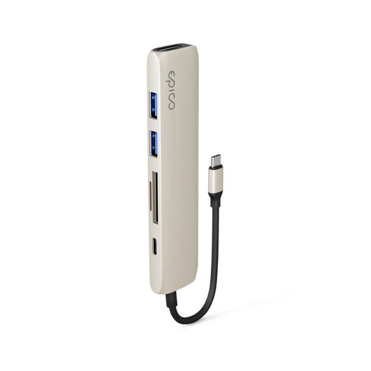 Hub Epico 6in1 Aluminium 8K s USB-C konektorem - hvězdně bílý