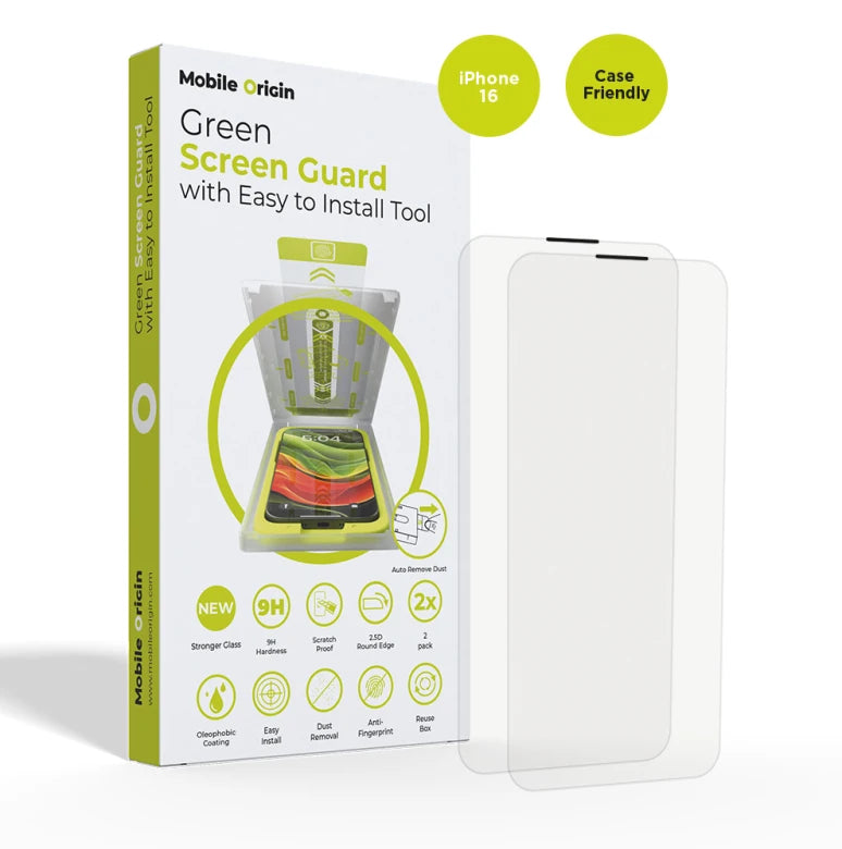 Ochranné sklo pro iPhone 16 Mobile Origin EasyGlass Case Friendly s aplikátorem - 2 ks