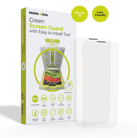 Ochranné sklo pro iPhone 16 Mobile Origin EasyGlass Case Friendly s aplikátorem - 2 ks