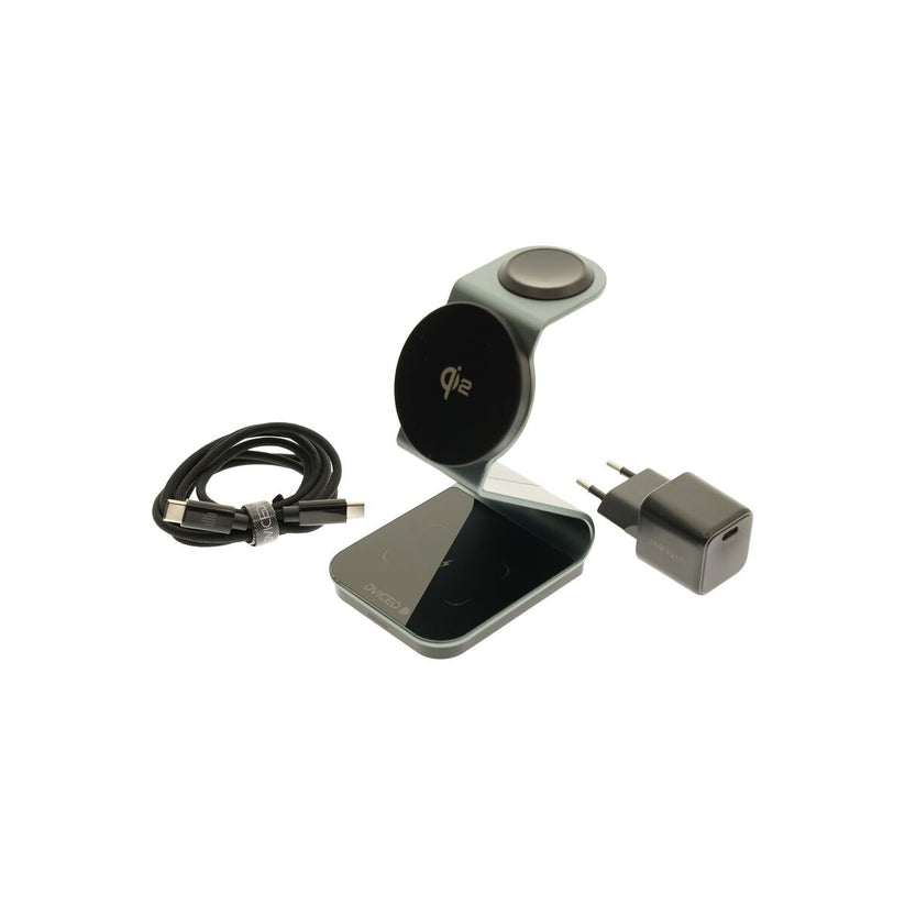 3v1 MagSafe Qi2 nabíječka Dviced se stojánkem – šedá - iSTYLE CZ