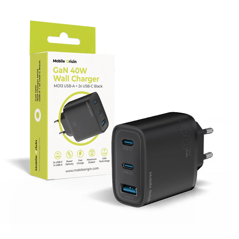Síťová nabíječka Mobile Origin Dual USB-C a USB-A GaN Wall Charger 40W - iSTYLE.cz