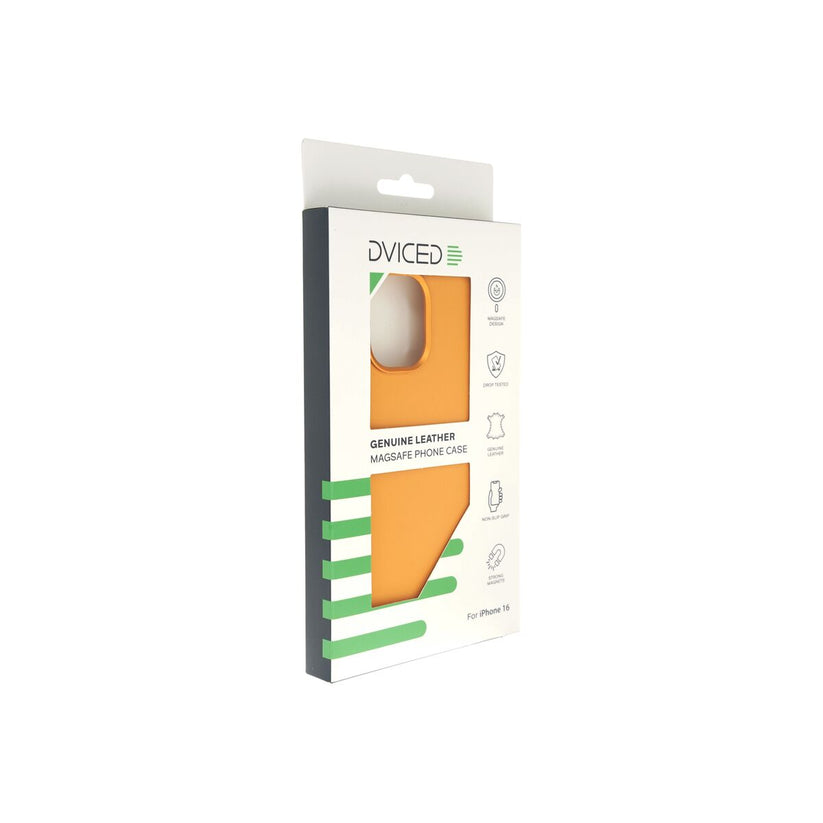 Kožený MagSafe kryt pro iPhone 16 Dviced – oranžový - iSTYLE CZ