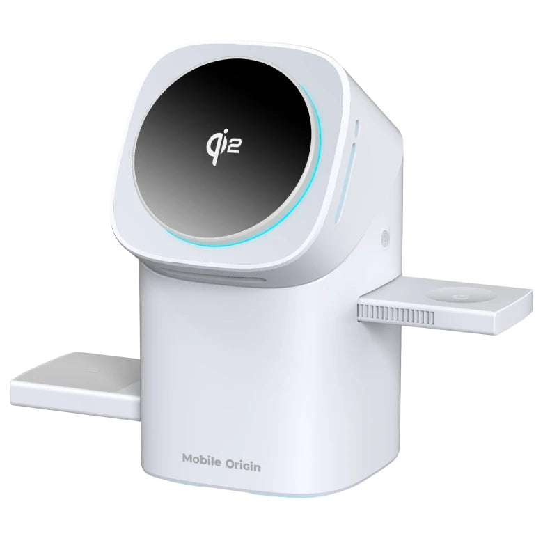 Bezdrátová nabíječka Mobile Origin 3in1 Wireless Charging Qi2 Station PW11 - bílá - iSTYLE.cz