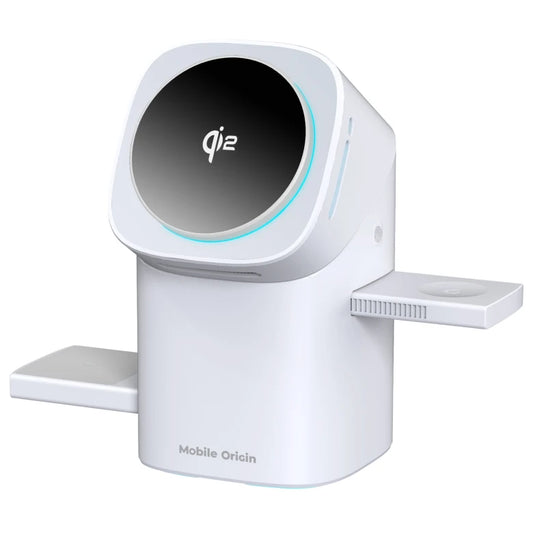 Bezdrátová nabíječka Mobile Origin 3in1 Wireless Charging Qi2 Station PW11 - bílá - iSTYLE.cz