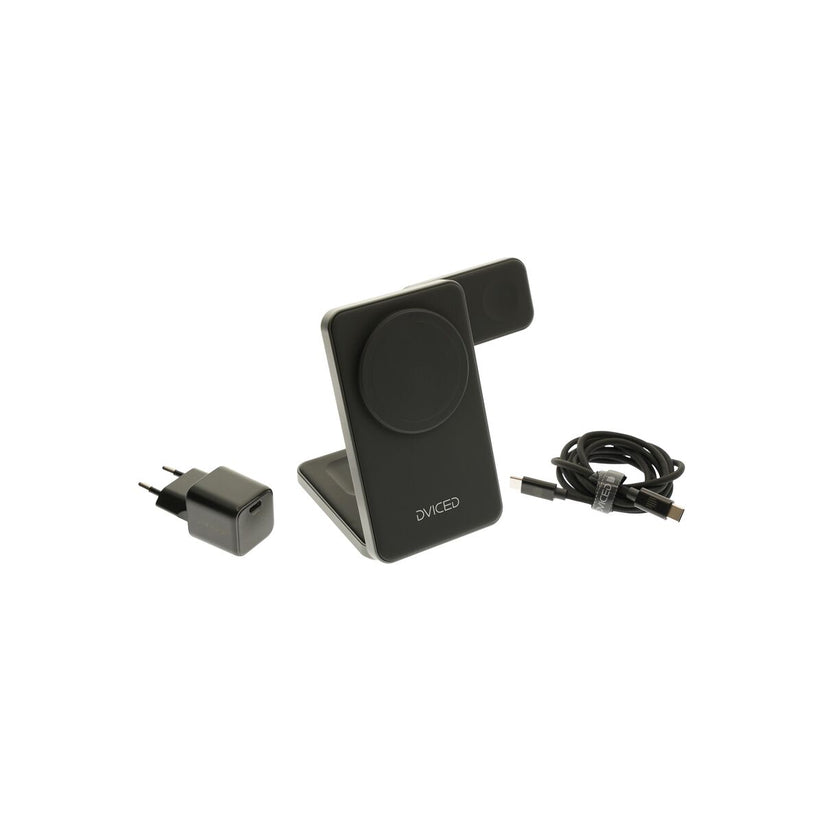 Skládací 3v1 MagSafe Qi2 nabíječka Dviced se stojánkem – černá - iSTYLE CZ