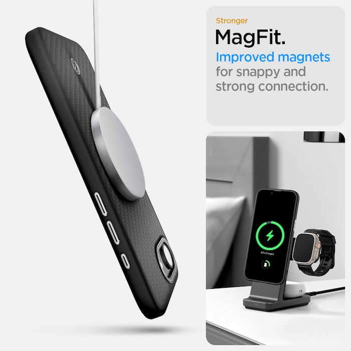 MagSafe kryt pro iPhone 16e Spigen Enzo Aramid - matně černý - iSTYLE CZ