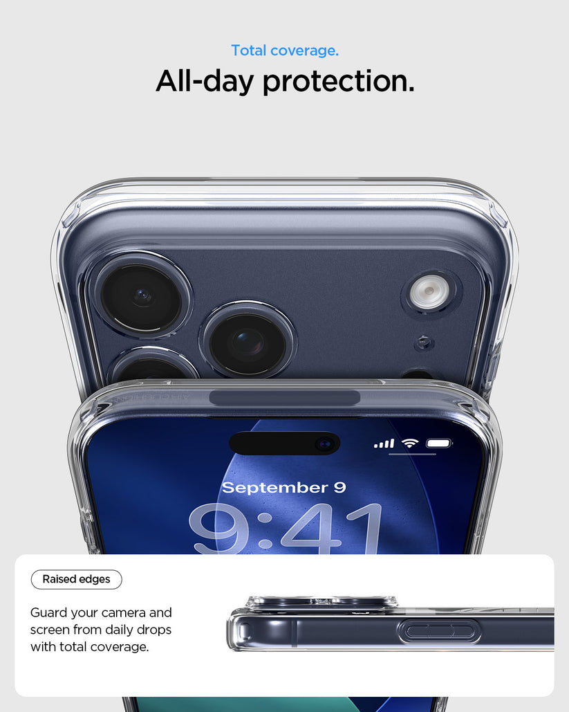 MagSafe kryt pro iPhone 17 Pro Max Spigen Ultra Hybrid - průhledný/modrý - iSTYLE.cz