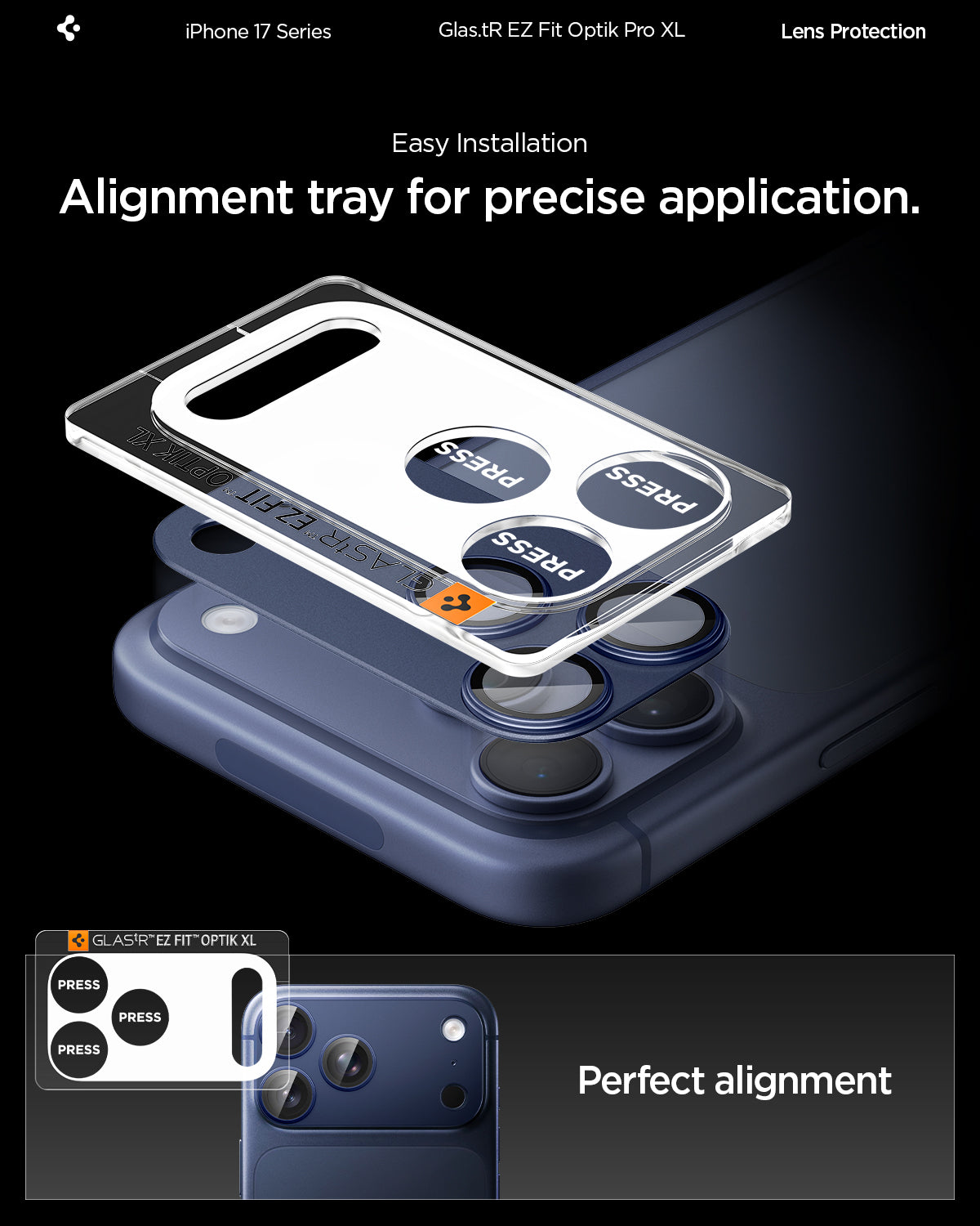 Sklo na fotoaparát pro iPhone 17 Pro Spigen Glass tR EZ Fit Optik Pro XL - modré