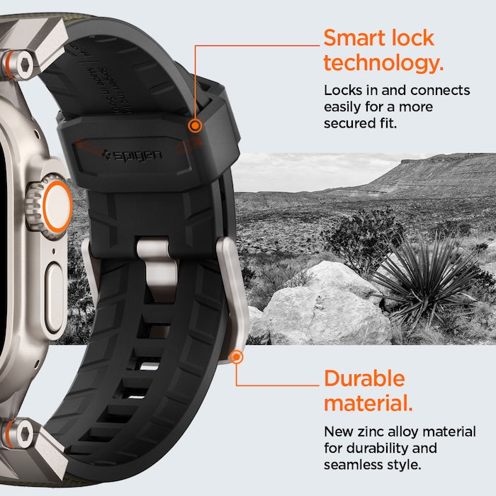 Řemínek pro Apple Watch 49mm/46mm/45mm/44mm Spigen DuraPro Armor - zelený - iSTYLE CZ