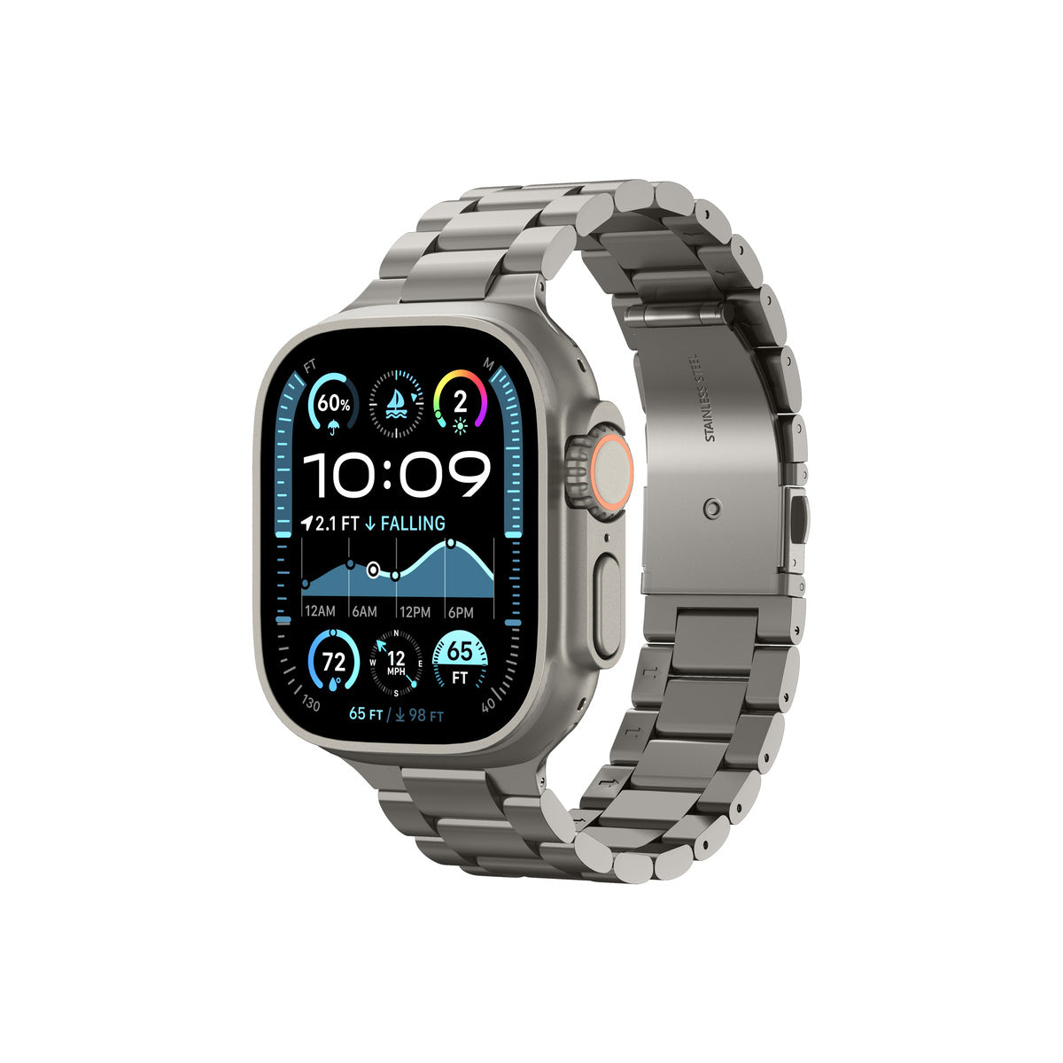 Řemínek pro Apple Watch 49mm/46mm/45mm/44mm Spigen Modern Fit Titanium Band - přírodně titanový - iSTYLE CZ