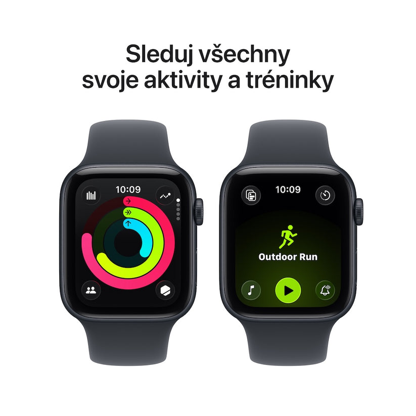 Apple Watch SE 3 GPS 40mm temně inkoustové hliníkové pouzdro s temně inkoustovým sportovním řemínkem - S/M (otevřený) - iSTYLE.cz