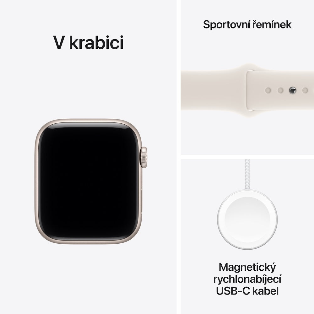 Apple Watch SE 3 GPS 40mm hvězdně bílé hliníkové pouzdro s hvězdně bílým sportovním řemínkem - M/L - iSTYLE CZ