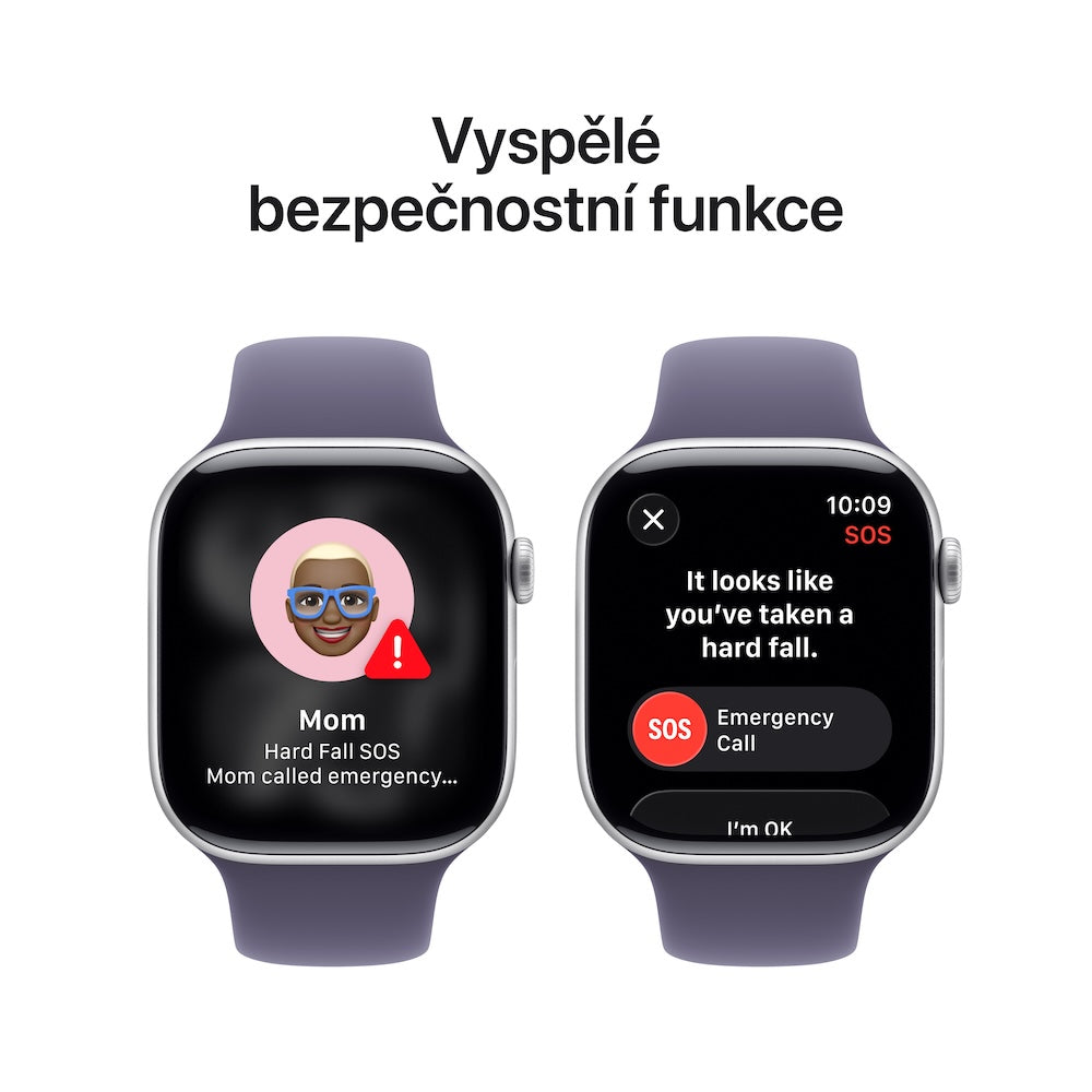 Apple Watch Series 11 GPS 42mm stříbrné hliníkové pouzdro s mlžně fialovým sportovním řemínkem - M/L (otevřený) - iSTYLE.cz