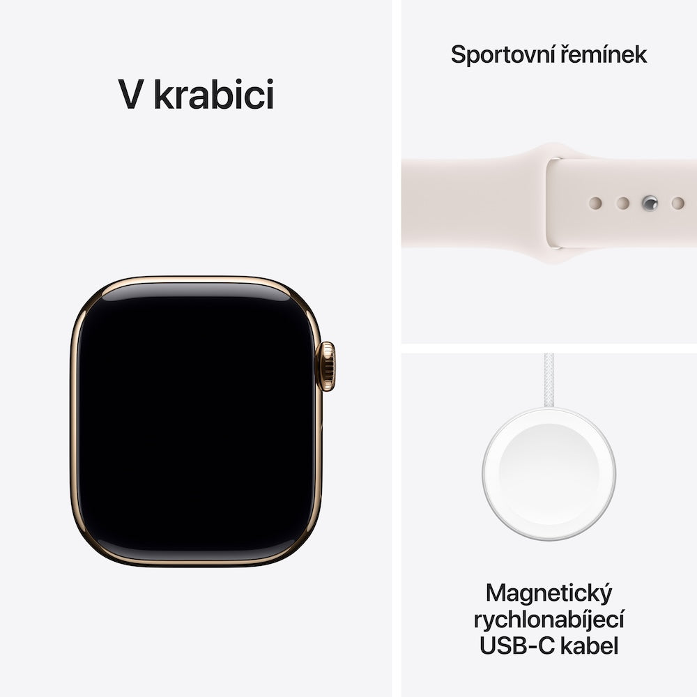 Apple Watch Series 11 GPS + Cellular 46mm zlatě titanové pouzdro se světle ruměným sportovním řemínkem - M/L - iSTYLE CZ