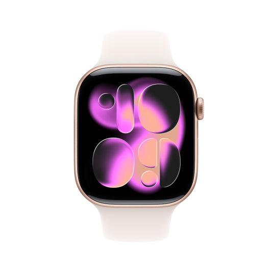 Apple Watch Series 11 GPS + Cellular 42mm růžově zlaté hliníkové pouzdro se světle ruměným sportovním řemínkem - S/M - iSTYLE CZ
