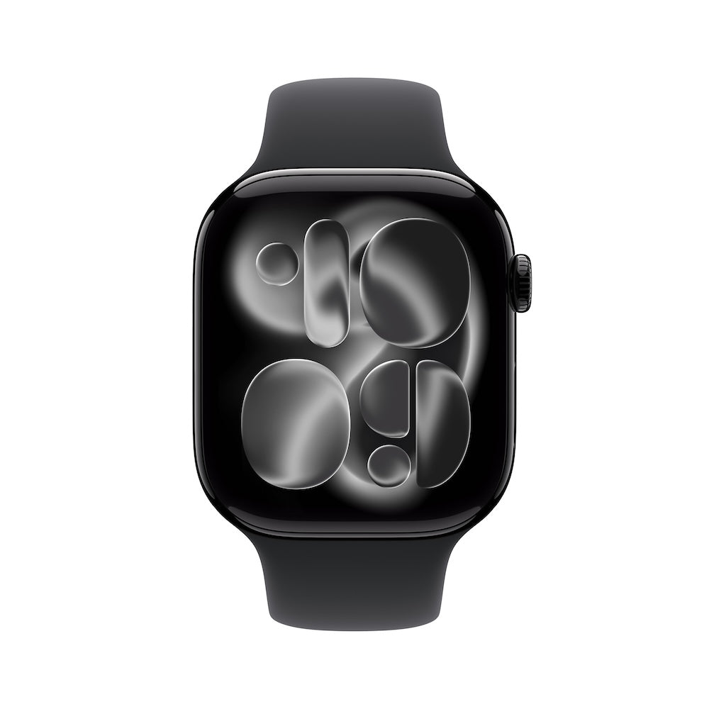 Apple Watch Series 11 GPS 46mm klavírně černé hliníkové pouzdro s černým sportovním řemínkem - M/L (otevřený) - iSTYLE.cz