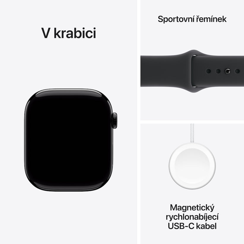 Apple Watch Series 11 GPS 46mm klavírně černé hliníkové pouzdro s černým sportovním řemínkem - S/M (otevřený) - iSTYLE.cz