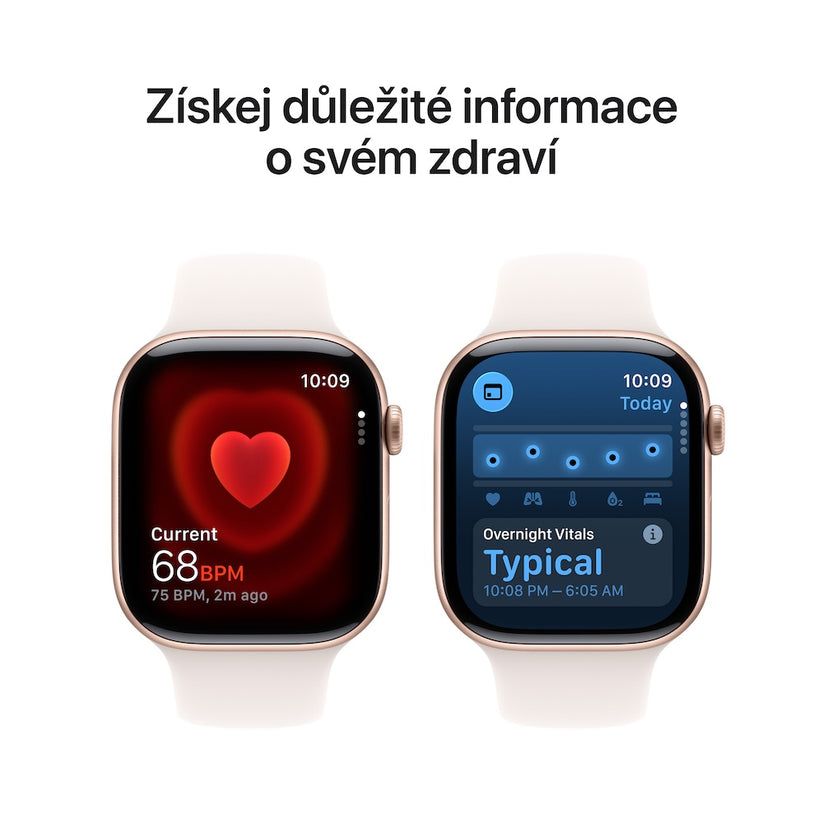 Apple Watch Series 11 GPS 46mm růžově zlaté hliníkové pouzdro se světle ruměným sportovním řemínkem - M/L (otevřený) - iSTYLE.cz
