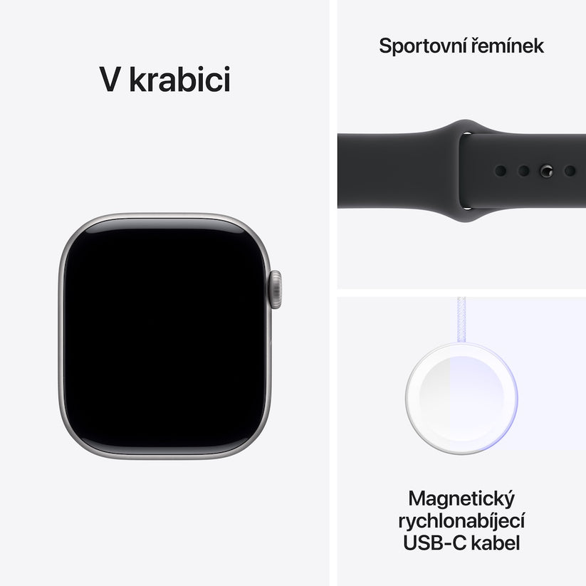 Apple Watch Series 11 GPS 46mm vesmírně šedé hliníkové pouzdro s černým sportovním řemínkem - S/M (otevřený) - iSTYLE.cz