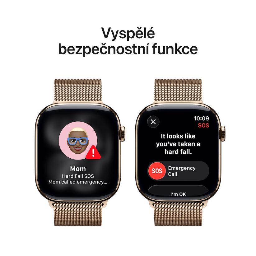 Apple Watch Series 11 GPS + Cellular 42mm zlaté titanové pouzdro se zlatým milánským tahem (otevřený) - iSTYLE.cz