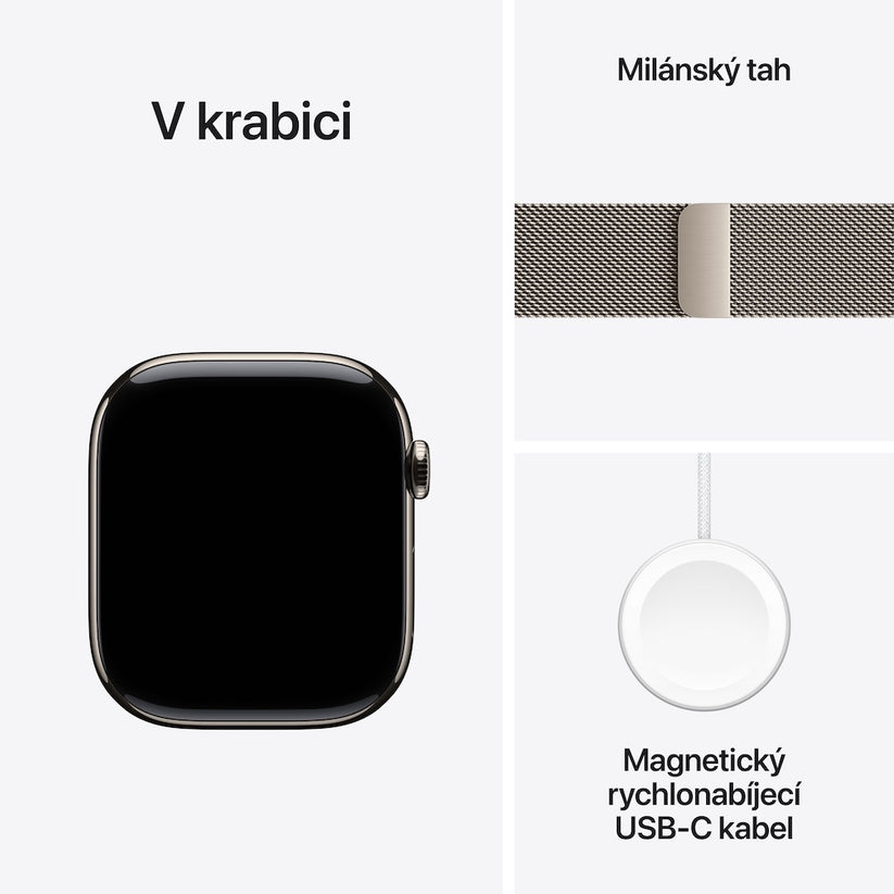 Apple Watch Series 11 GPS + Cellular 46mm přírodně titanové pouzdro s přírodně ocelovým milánským tahem - M/L - iSTYLE CZ