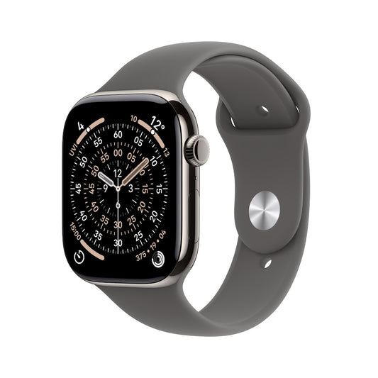 Apple Watch Series 11 GPS + Cellular 42mm přírodně titanové pouzdro se skálově šedým sportovním řemínkem - M/L - iSTYLE CZ