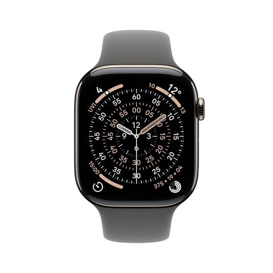 Apple Watch Series 11 GPS + Cellular 42mm přírodně titanové pouzdro se skálově šedým sportovním řemínkem - M/L - iSTYLE CZ