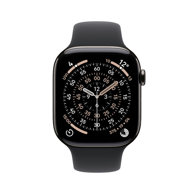Apple Watch Series 11 GPS + Cellular 46mm břidlicově šedé titanové pouzdro s černým sportovním řemínkem - M/L - iSTYLE CZ