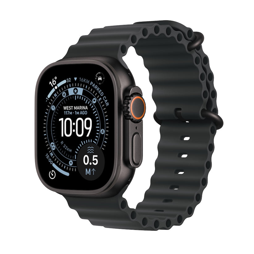 Apple Watch Ultra 3 GPS + Cellular 49mm černě titanové pouzdro s černým oceánským řemínkem (otevřený) - iSTYLE.cz