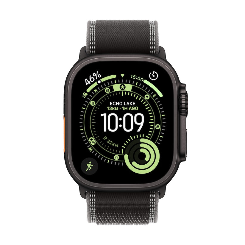 Apple Watch Ultra 3 GPS + Cellular 49mm černě titanové pouzdro s černě/ulovým trailovým tahem - M/L (otevřený) - iSTYLE.cz