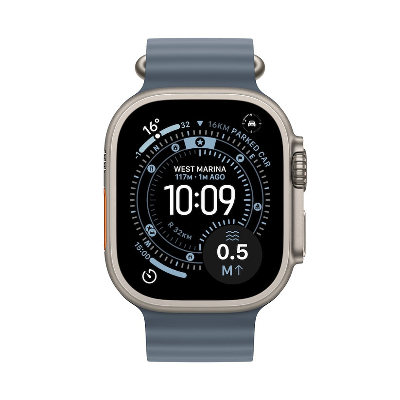 Apple Watch Ultra 3 GPS + Cellular 49mm přírodně titanové pouzdro s ocelově modrým oceánským řemínkem (otevřený) - iSTYLE.cz