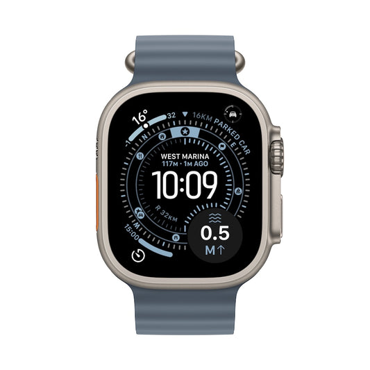 Apple Watch Ultra 3 GPS + Cellular 49mm přírodně titanové pouzdro s ocelově modrým oceánským řemínkem (otevřený) - iSTYLE.cz