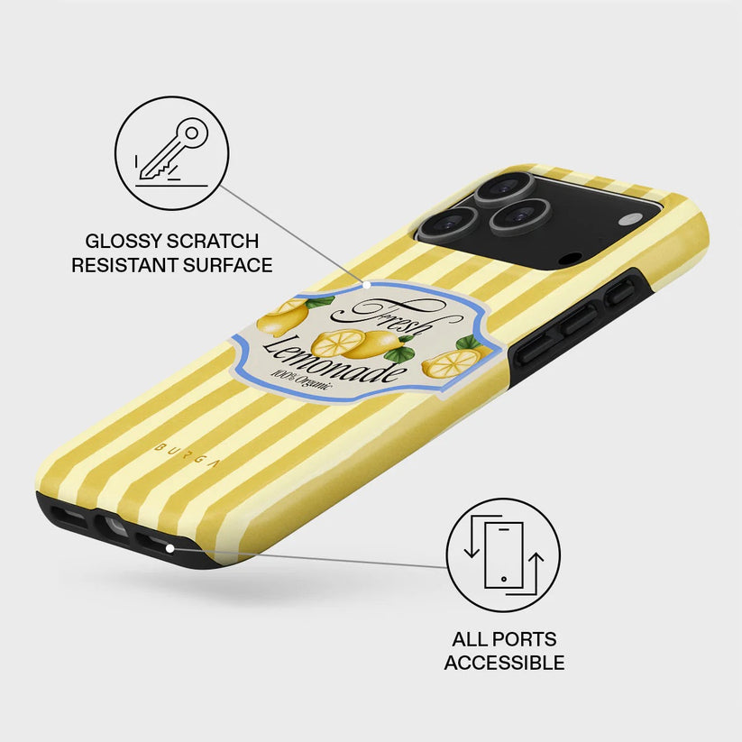 Kryt pro iPhone 17 Pro Max Burga Frizzante Tough MagSafe Case - žluté pruhy - iSTYLE CZ