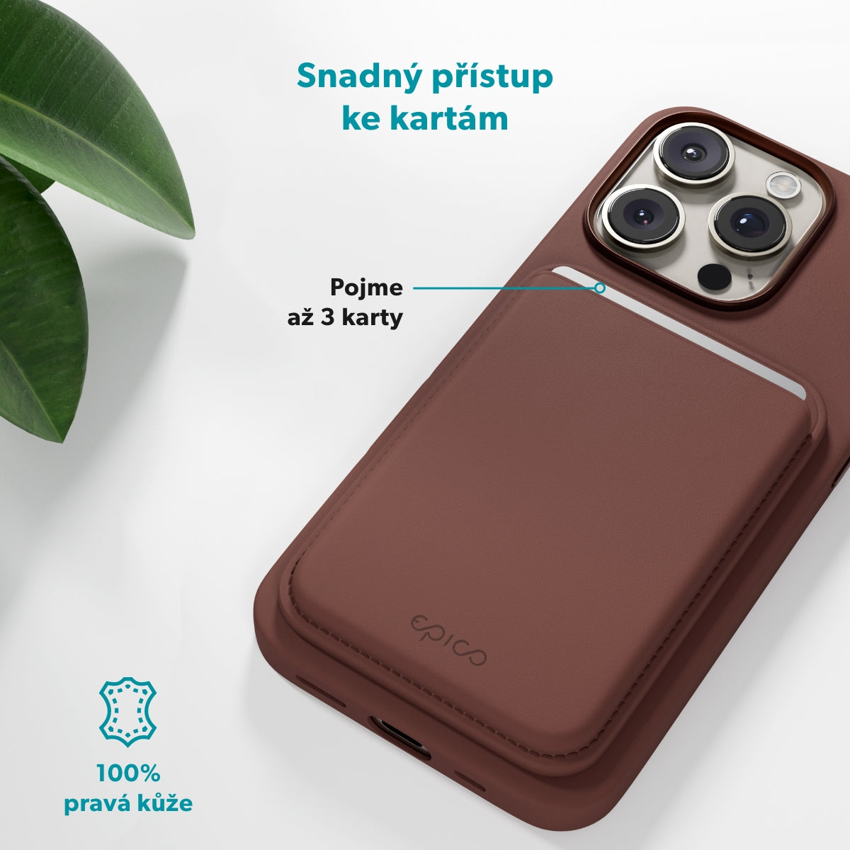Magnetická peněženka Epico Mag+ Wallet - hnědá - iSTYLE.cz