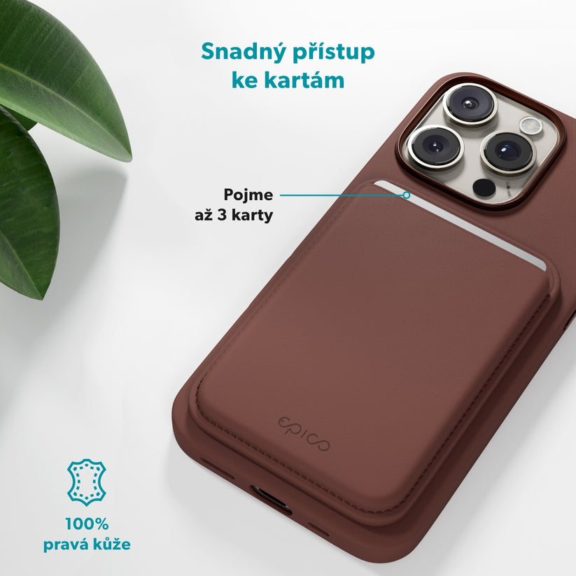 Magnetická peněženka Epico Mag+ Wallet - hnědá - iSTYLE.cz