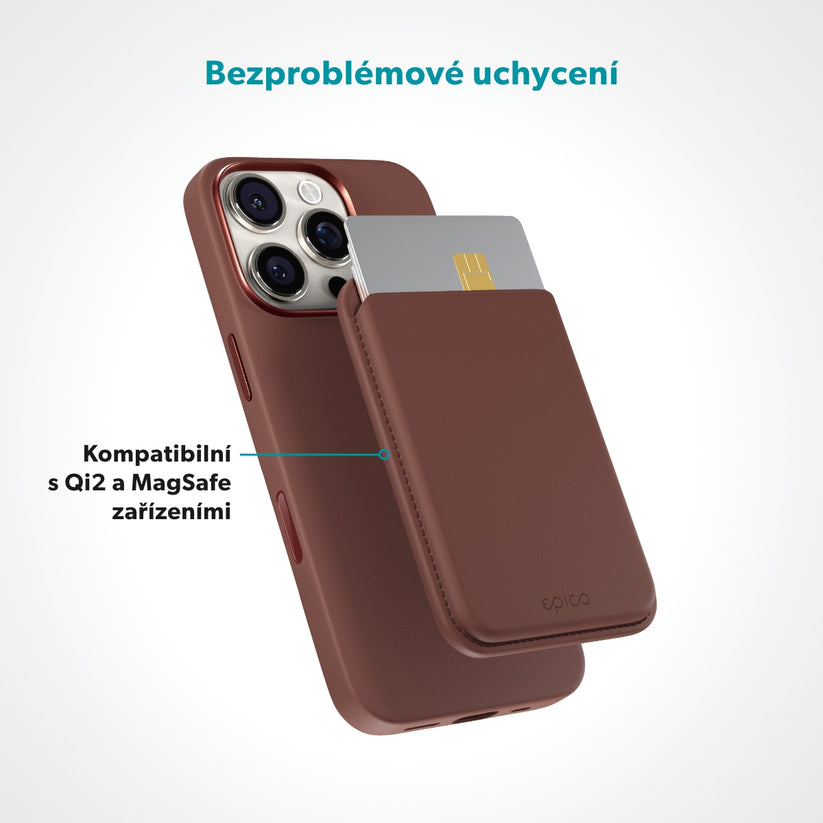 Magnetická peněženka Epico Mag+ Wallet - hnědá - iSTYLE.cz