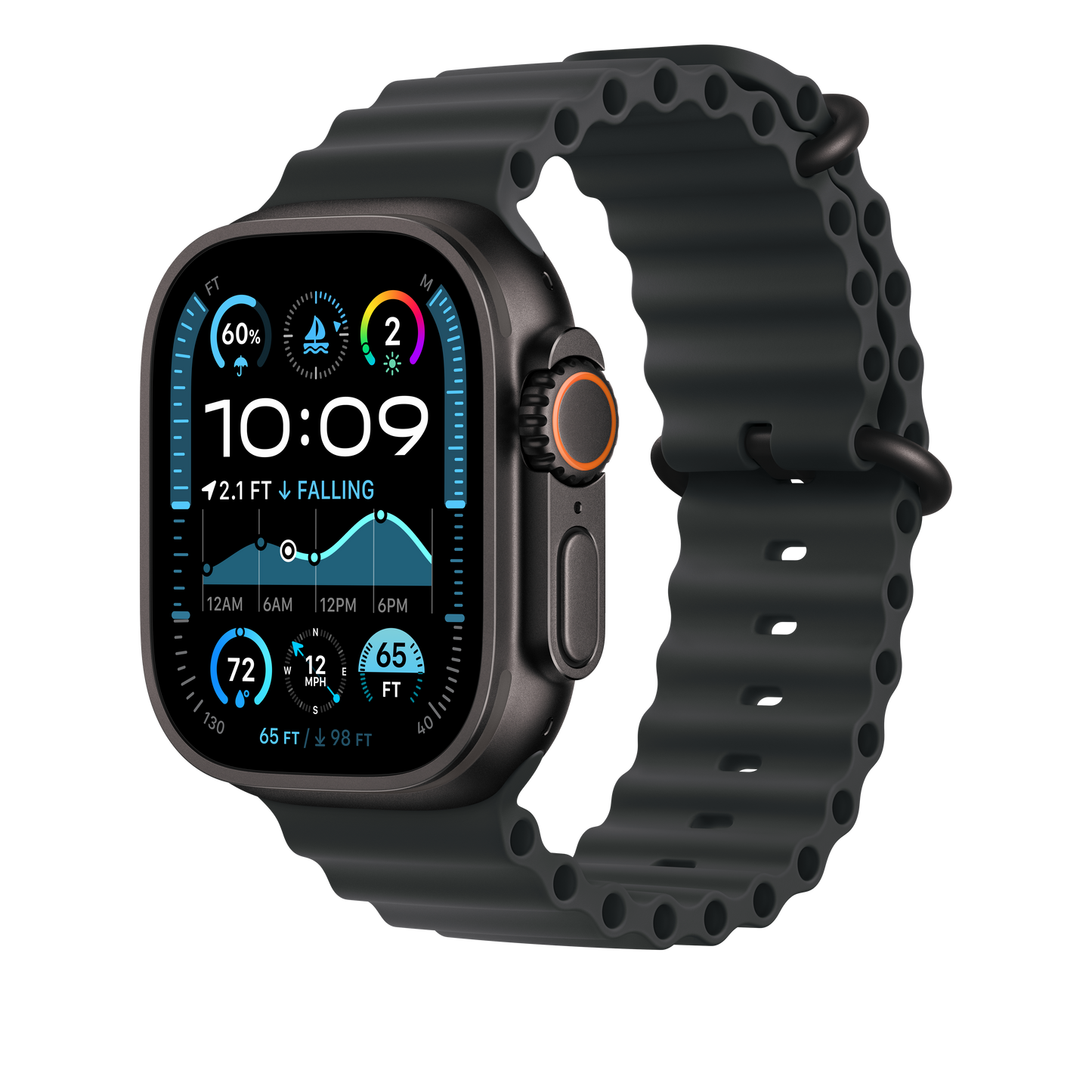 Apple Watch 44/45/46/49mm černé prodloužení Oceánského řemínku – provedení z černého titanu - iSTYLE CZ
