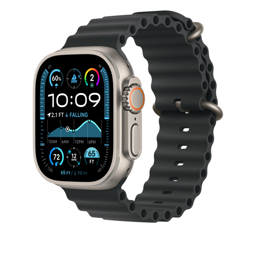 Apple Watch 44/45/46/49mm černý Oceánský řemínek – provedení z přírodního titanu - iSTYLE CZ