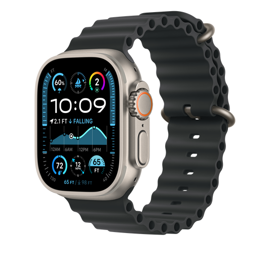 Apple Watch 44/45/46/49mm černý Oceánský řemínek – provedení z přírodního titanu - iSTYLE CZ