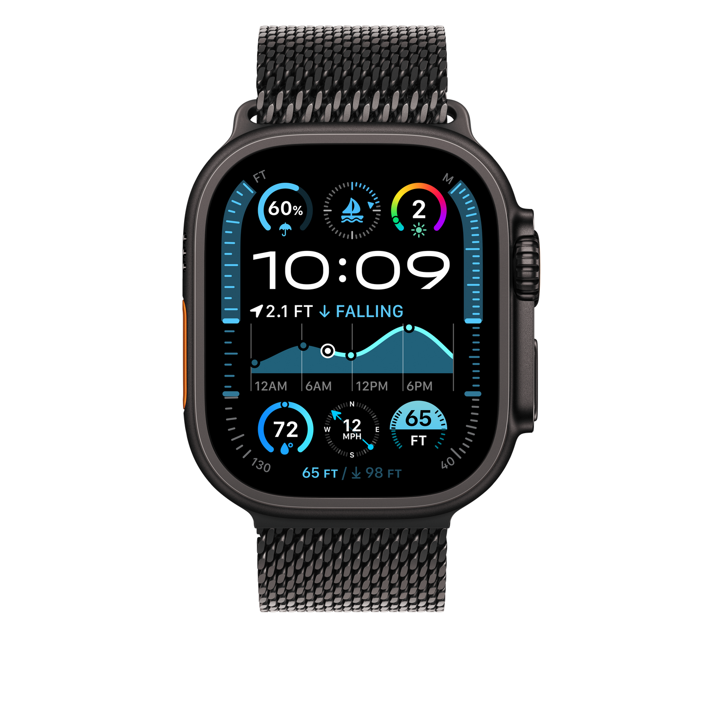 Apple Watch 44/45/46/49mm milánský tah z černého titanu – střední - iSTYLE CZ