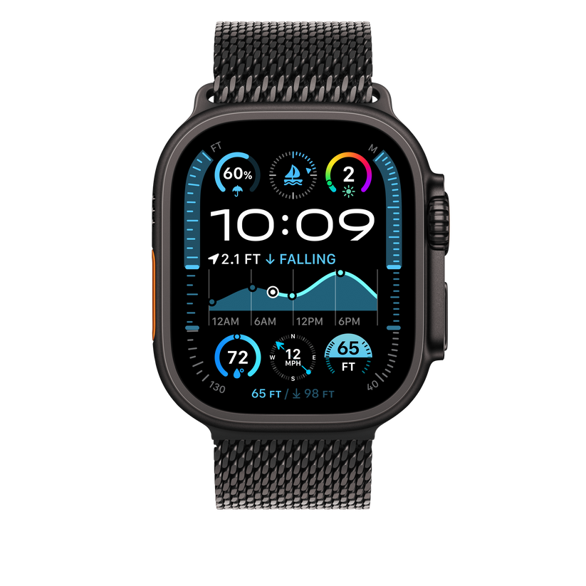 Apple Watch 44/45/46/49mm milánský tah z černého titanu – střední - iSTYLE CZ