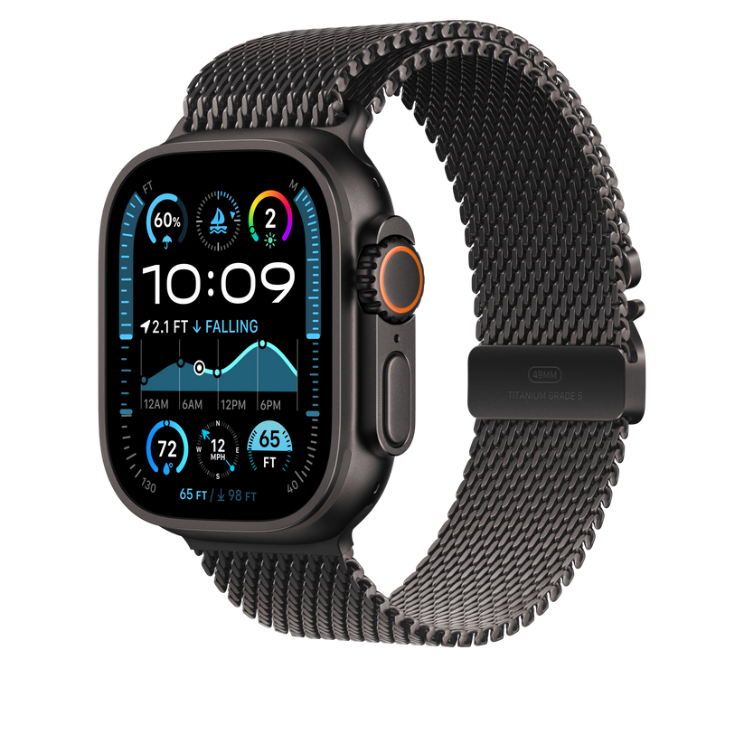 Apple Watch 44/45/46/49mm milánský tah z černého titanu – malý - iSTYLE CZ