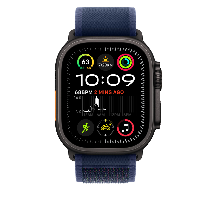 Apple Watch 44/45/46/49mm modrý Trailový tah - M/L – provedení z černého titanu - iSTYLE CZ
