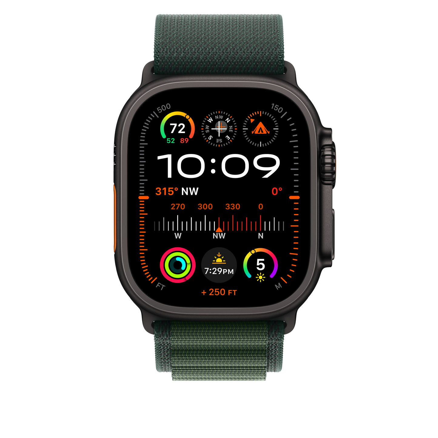 Apple Watch 44/45/46/49mm tmavě zelený Alpský tah – malý – provedení z černého titanu - iSTYLE CZ