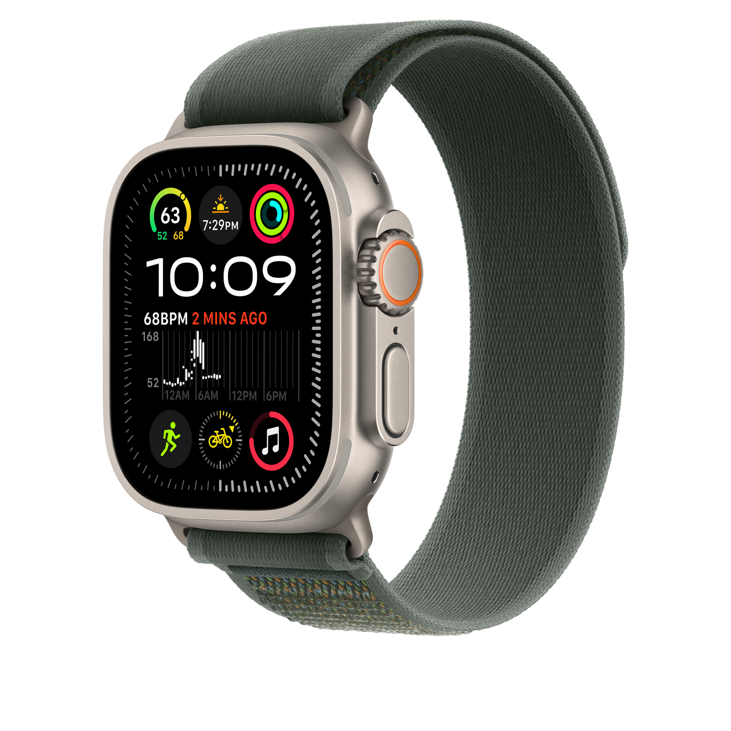Apple Watch 44/45/46/49mm zelený Trailový tah – S/M – provedení z přírodního titanu - iSTYLE CZ