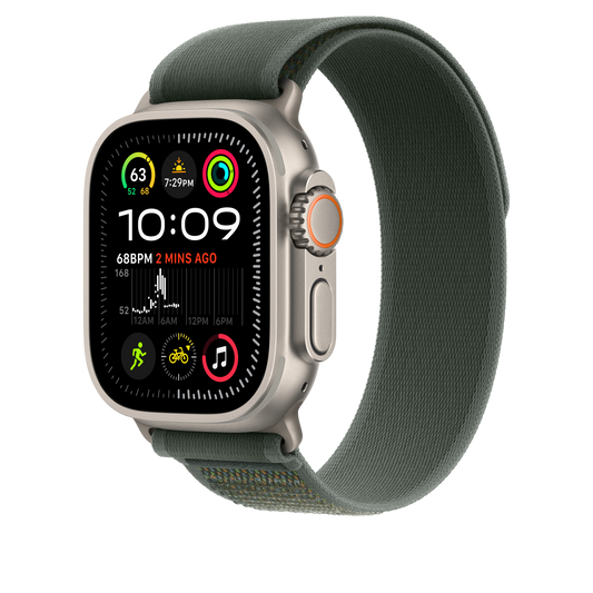 Apple Watch 44/45/46/49mm zelený Trailový tah – S/M – provedení z přírodního titanu - iSTYLE CZ