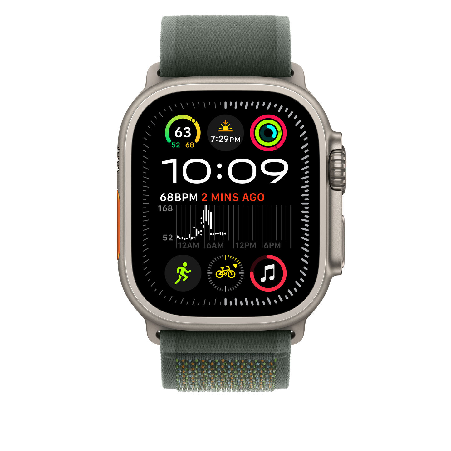 Apple Watch 44/45/46/49mm zelený Trailový tah – S/M – provedení z přírodního titanu - iSTYLE CZ