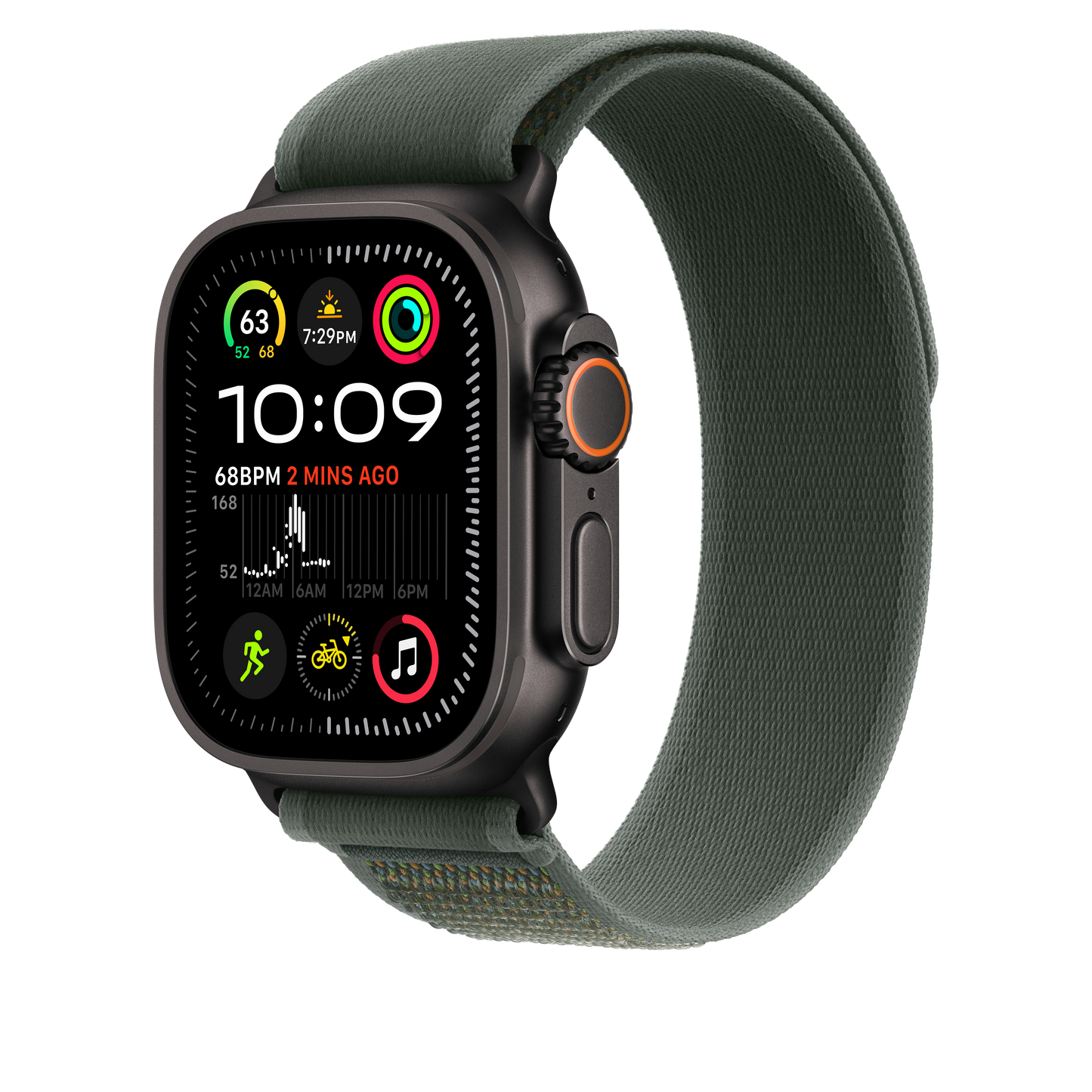 Apple Watch 44/45/46/49mm zelený Trailový tah - M/L – provedení z černého titanu - iSTYLE CZ